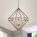 Mayne Aged Silver 4 Light Cage Chandelier