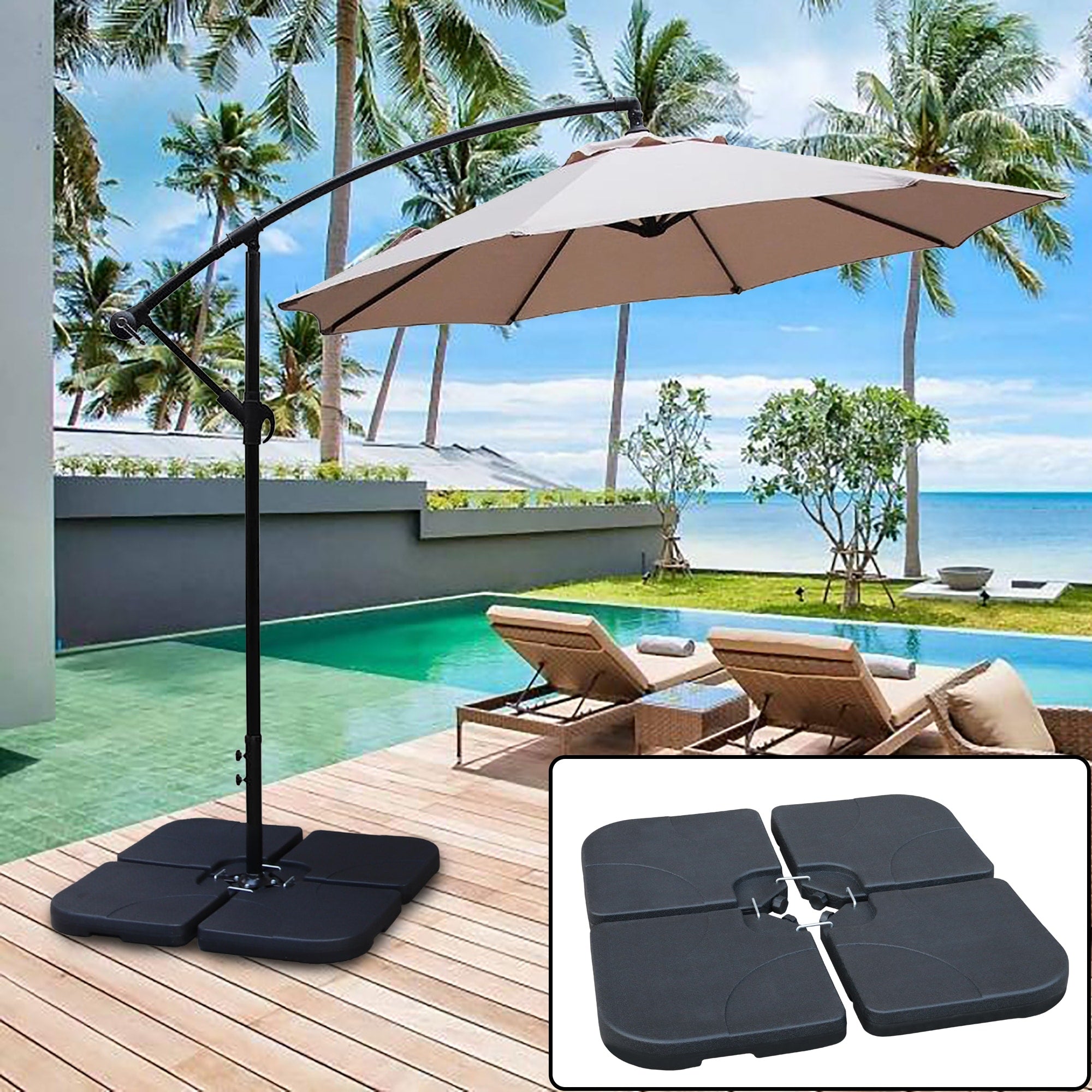 Maypex 130Lbs Water Fill Offset Cantilever Umbrella Base