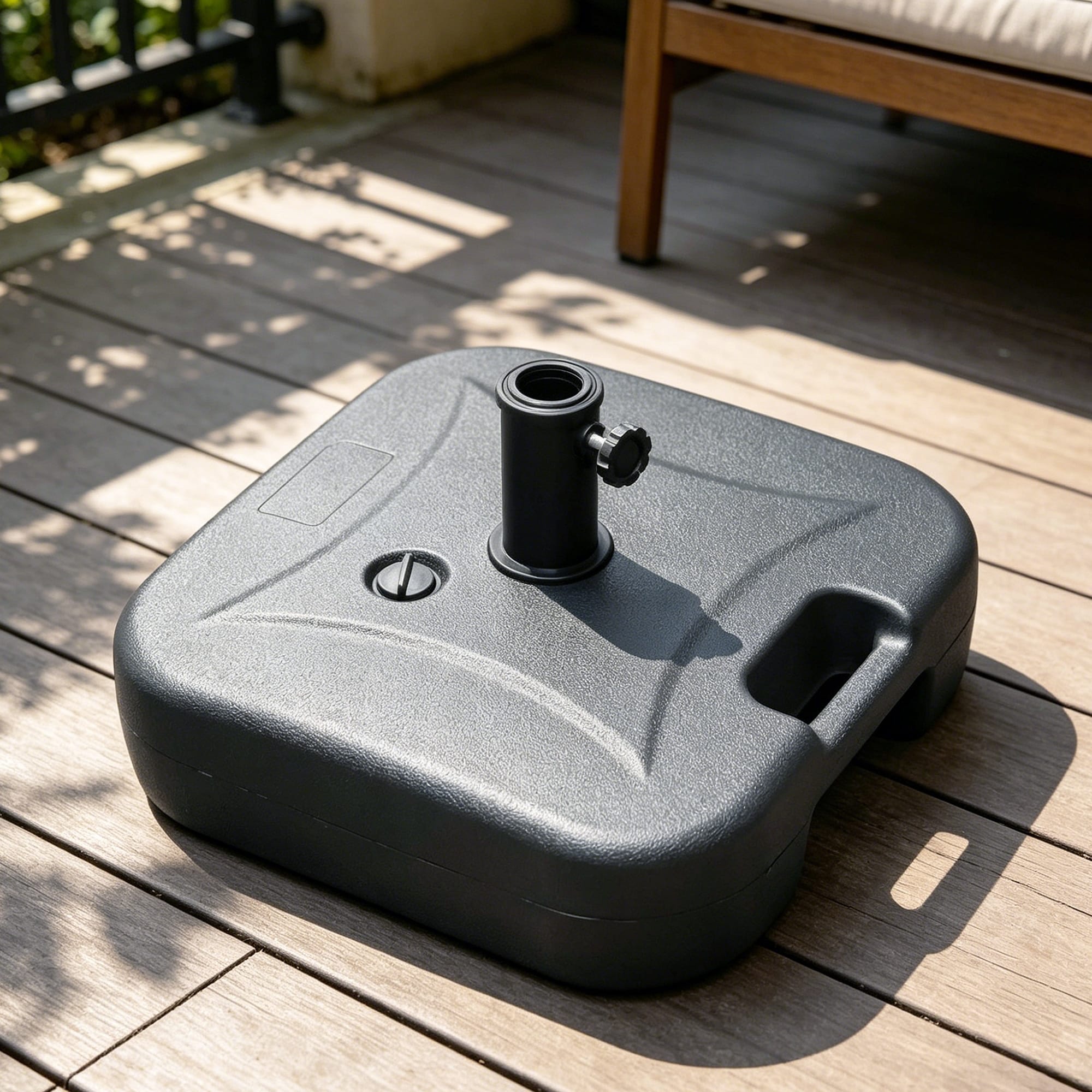 Maypex 44 Lbs. Black Square Water Filled Plastic Patio Umbrella Base