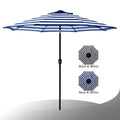 Maypex 9 Feet Stripe Crank And Tilt Market Umbrella Royal White