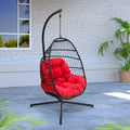 Maypex Outdoor Wicker Hanging Basket Swing Chair With Cushion And Stand