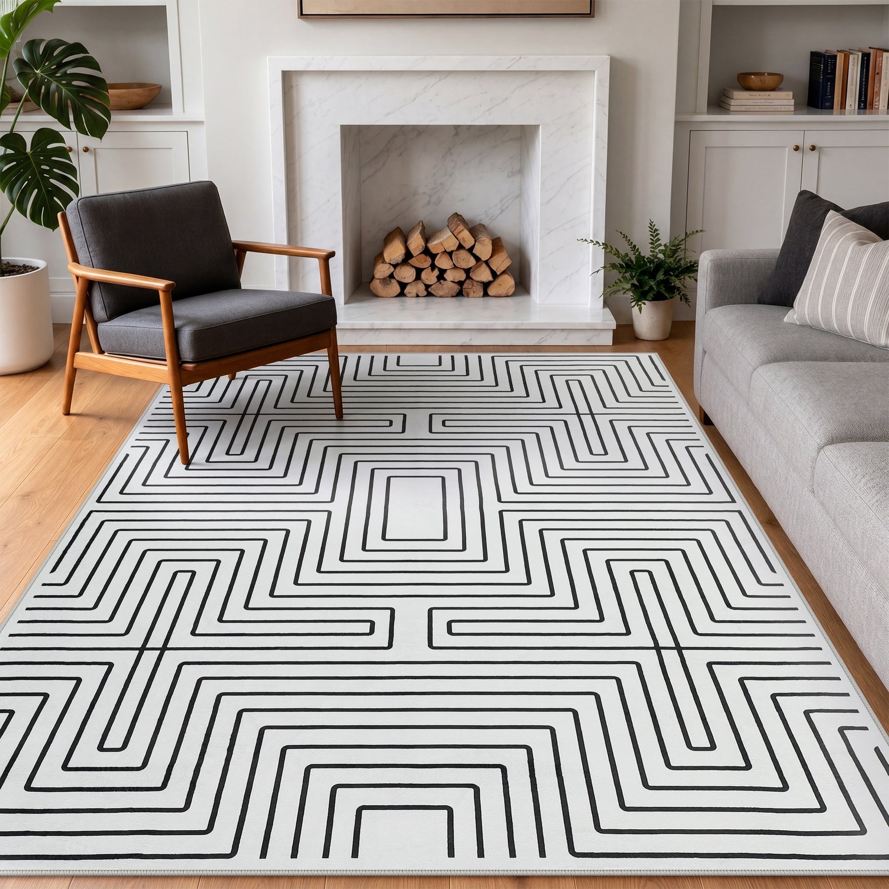 Maze Wool Area Rugs Indoor Machine Washable Non Slip Area Rugs For Living Room