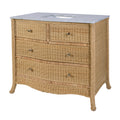 Mclean 42 W Carrara Marble And Rattan 2 Drawer Single Bathroom Vanity