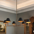 Mcgill 40 Inch 6 Light Natural Brass Chandelier With Matte Black And Gold Metal Shades L 40 X W 40 X H 12.25 X M H 69