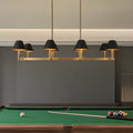Mcgill 52 Inch 8 Light Natural Brass Linear Chandelier With Matte Black And Gold Metal Shades