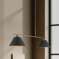 Mcgill 60 Inch 2 Light Natural Brass Linear Chandelier With Matte Black And Gold Metal Shades