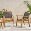 Mcgill Outdoor Acacia Wood Dining Chair With Rope Seating Set Of 2 By Christopher Knight Home 24.75 W X 26.50 D X 34.75 H