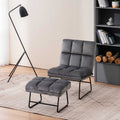 Mcombo Accent Chair With Ottoman Velvet Modern Side Pocket Metal Legs Club Chair Lounge Sofa Couch 0014