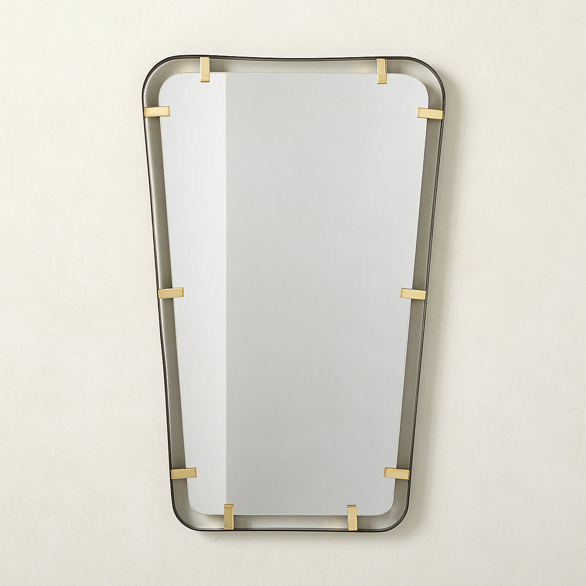 Meditor Blackened Stainless Steel and Polished Brass Round Wall Mirror 32in