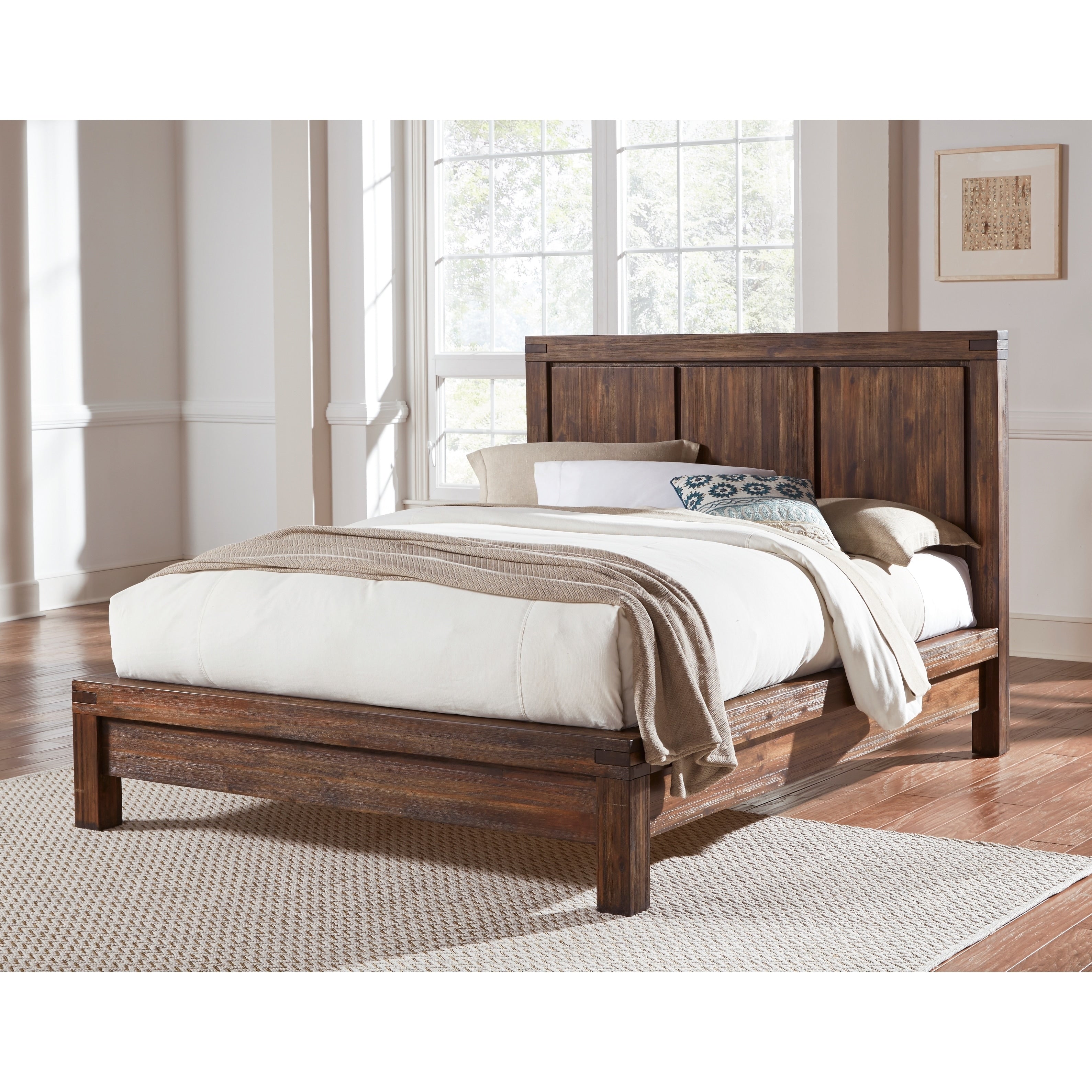 Meadow Solid Wood Platform Bed In Brick Brown