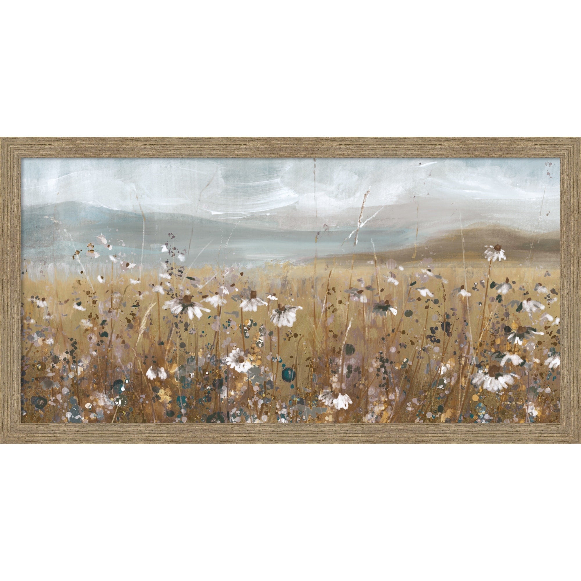 Meadow Stroll Neutral By Danhui Nai Wood Framed Wall Art Print