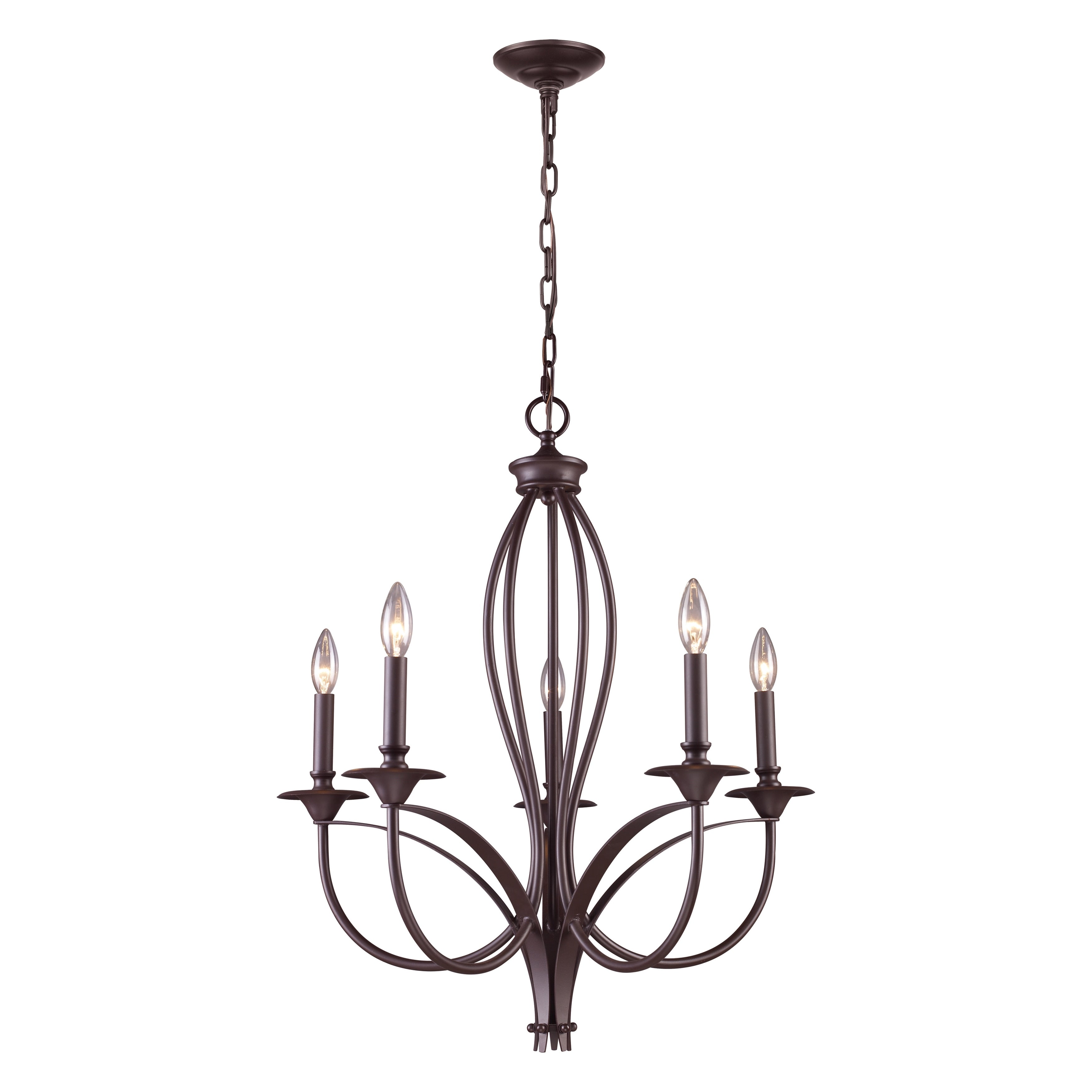 Medford 26 Inch Wide 5 Light Chandelier In Oiled Bronze 26In W X 26In D X 28In H