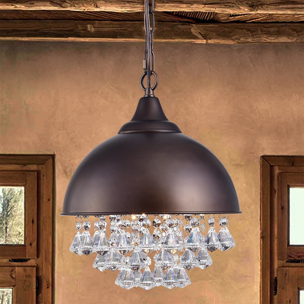 Mediana Antique Bronze 12 Inch 1 Light Dome Pendant
