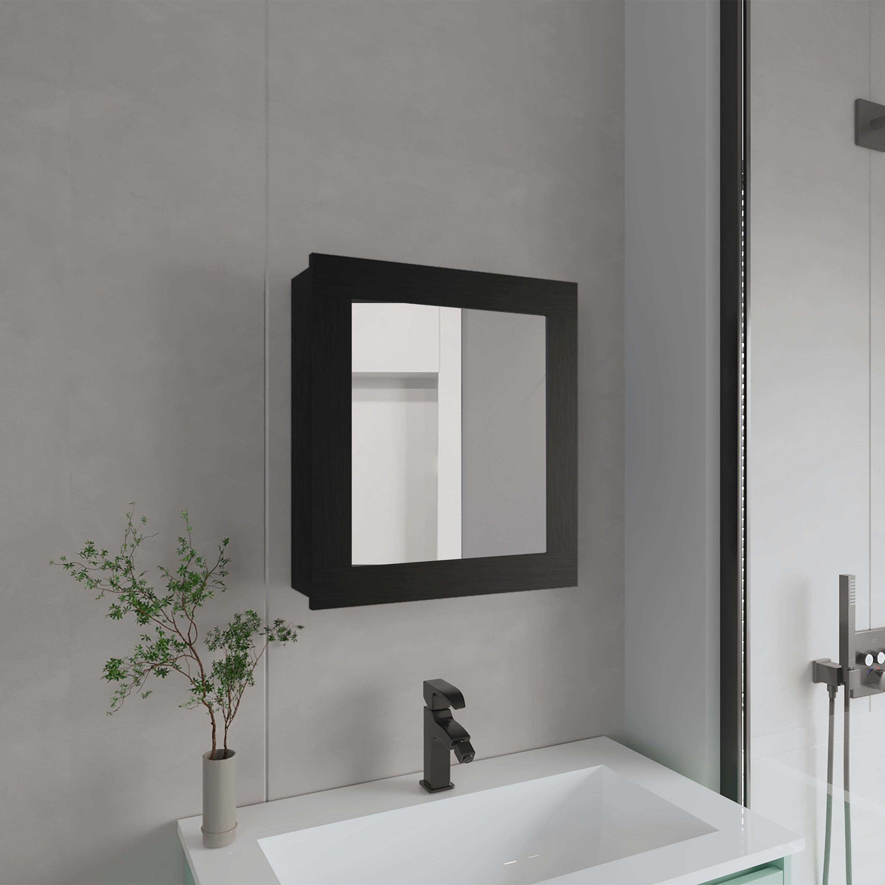 Medicine Cabinet 20.5 H With 2 Shelves 1 Door And 1 Mirror