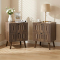 Medieval Style Modern Double Drawer Bedside Table With Solid Wood Legs Bedroom Bedside Table 15.75 X 15.75 X 22.64