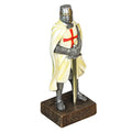 Medieval Templar Knight In Battle Holding Sword Armor Statue White