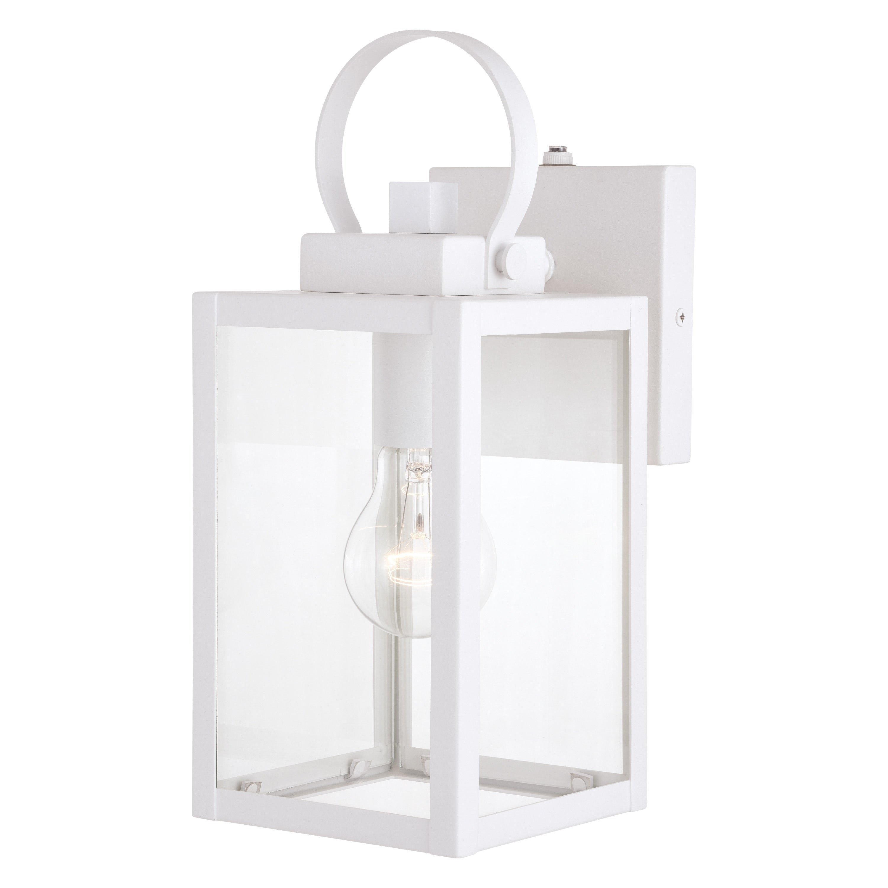 Medinah 1 Light Dusk To Dawn White Outdoor Wall Lantern Clear Glass