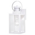 Medinah White Motion Sensor Dusk To Dawn Outdoor Wall Light Clear Glass 5 In. W X 13.25 In. H X 6.5 In. D
