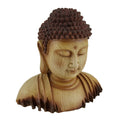 Meditating Buddha Head Decorative Faux Carved Wood Look Statue 8.5 X 8 X 5.5 Inches