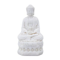 Meditating Buddha Statuette Spiritual Accent Decor 12 Inch White Resin