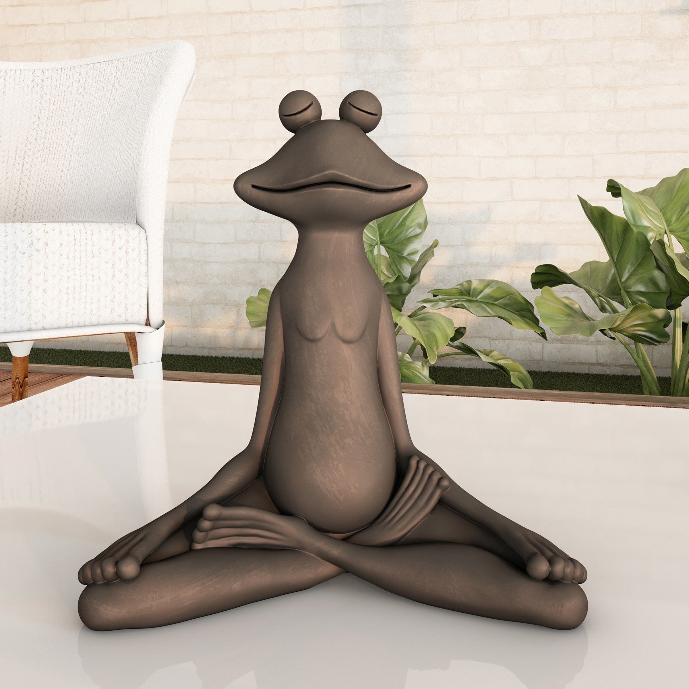 Meditating Frog Statue Resin Zen Animal Yoga Figurine By Pure Garden