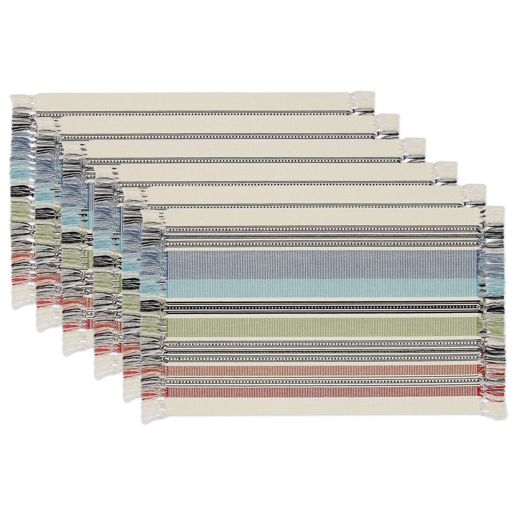 Mediterranean Stripe Fringed Placemat Set Of 6