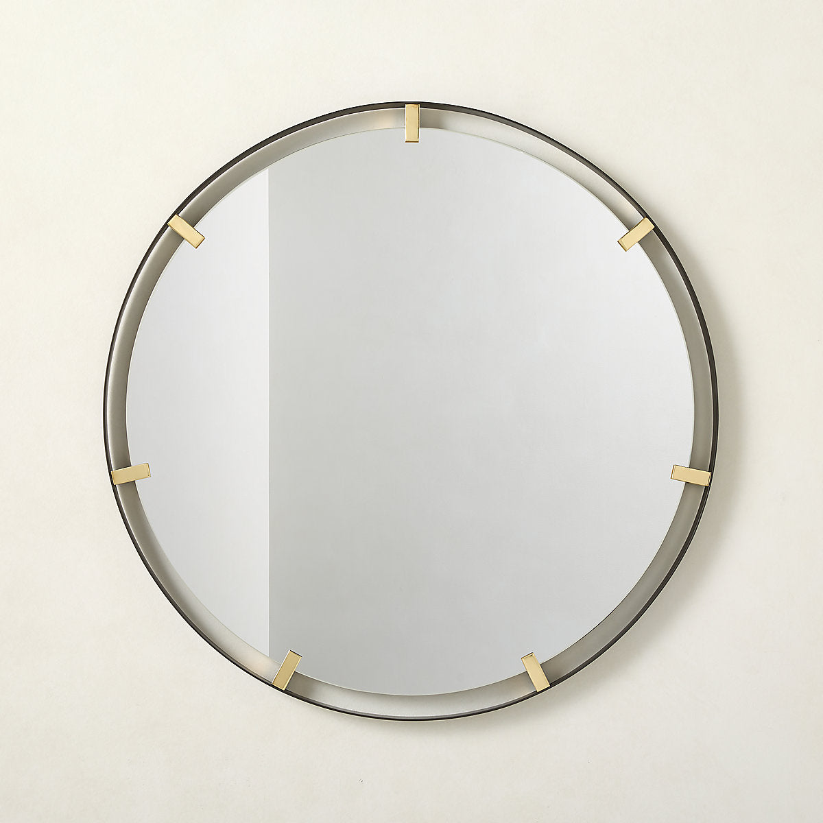 Meditor Blackened Stainless Steel and Polished Brass Rectangular Wall Mirror 23inx36in