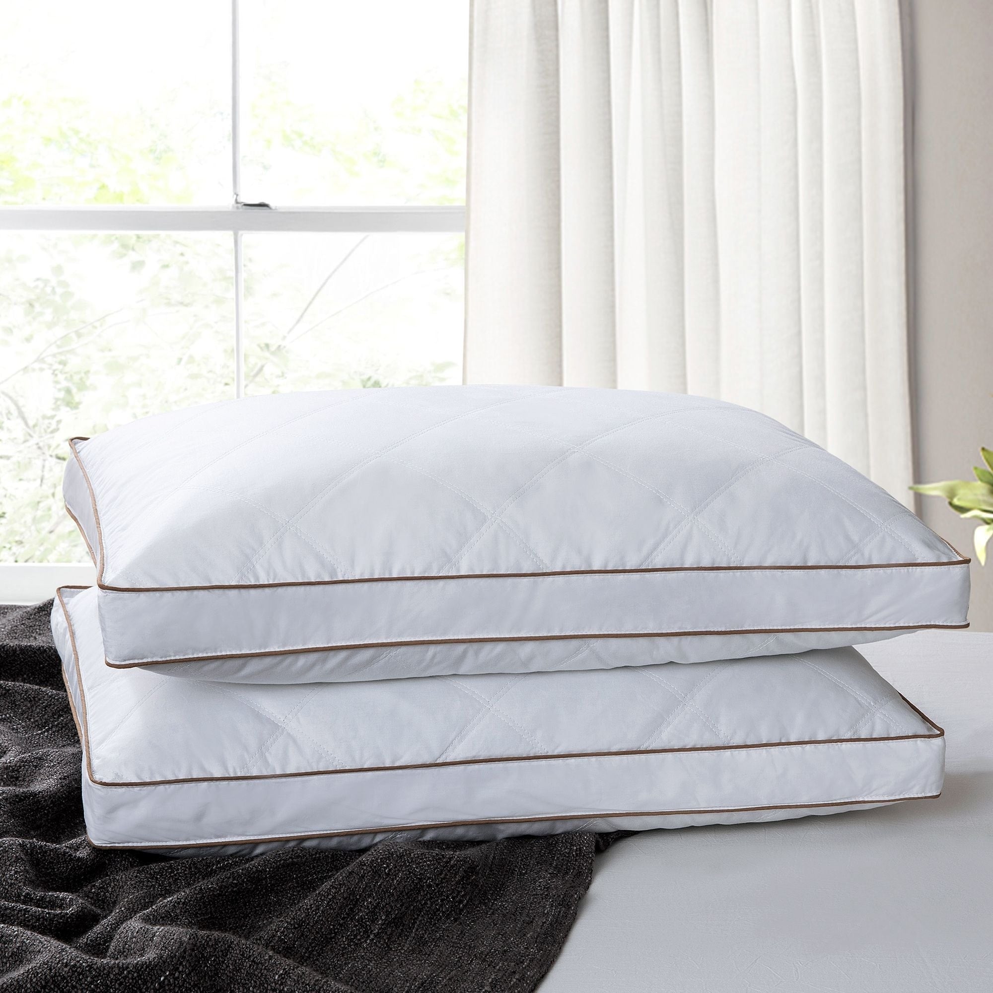 St. James Home Quilted Goose Feather And Down Pillow Set Of 2 White