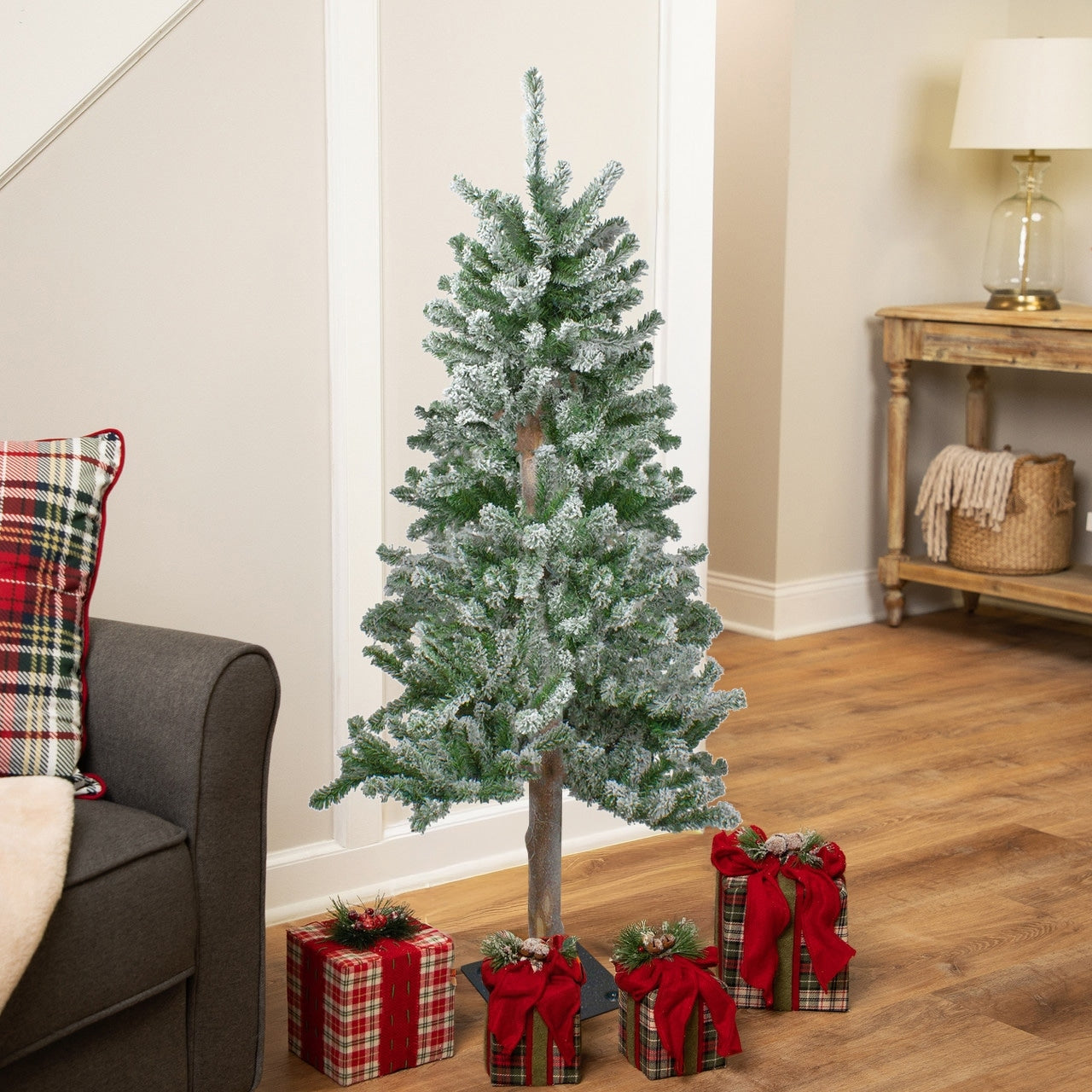 4 Flocked Alpine Artificial Christmas Tree Unlit 4 Foot