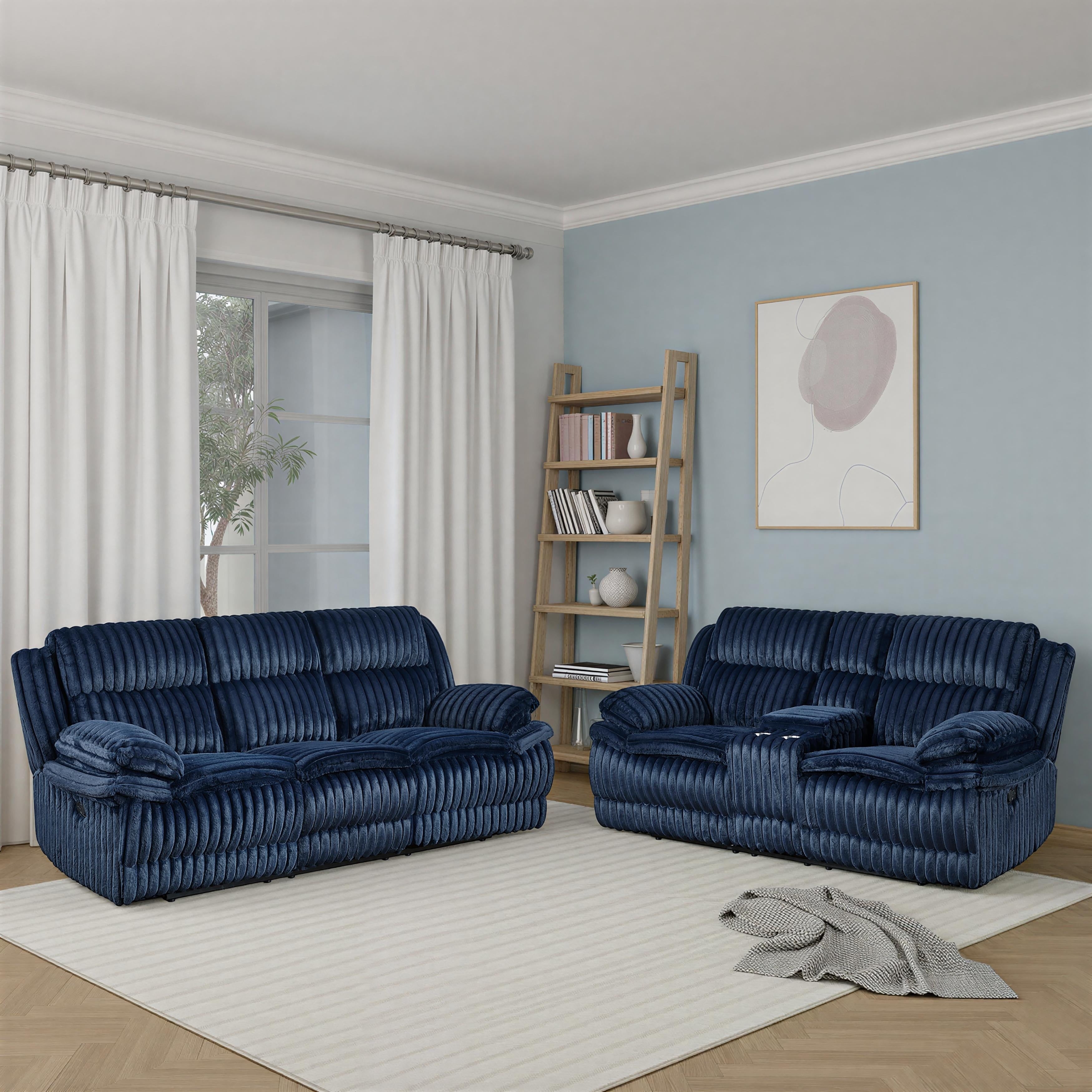 Medora Corduroy 2 Piece Manual Reclining Living Room Sofa Set
