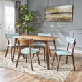 Megann Mid Century 5 Piece Wood Rectangle Dining Set By Christopher Knight Home