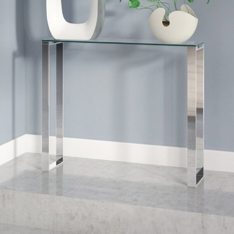 Glass Console Table With Chrome Finish 30In