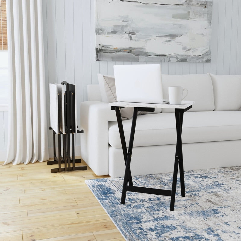 Copper Grove Meisel White Tray Table Set