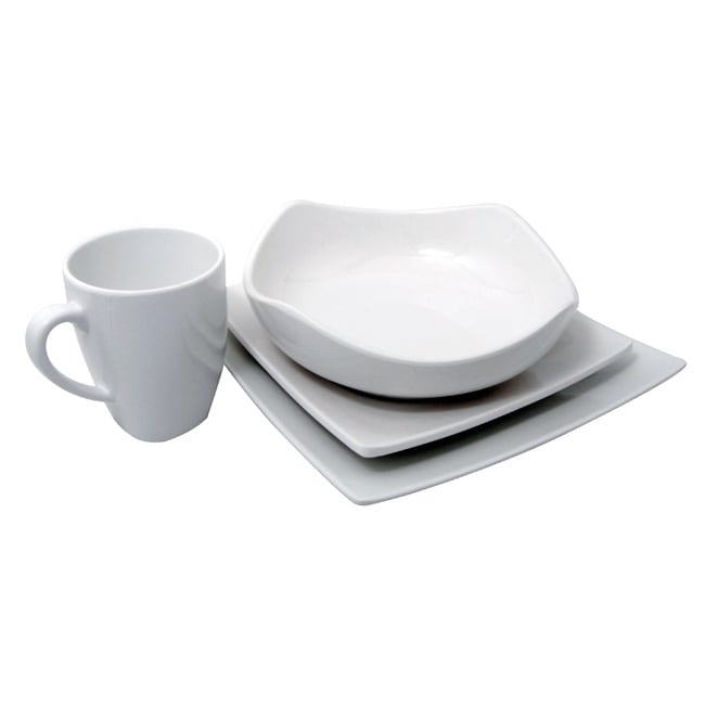 Le Chef Melamine White Square 4 Piece Dinnerware Set