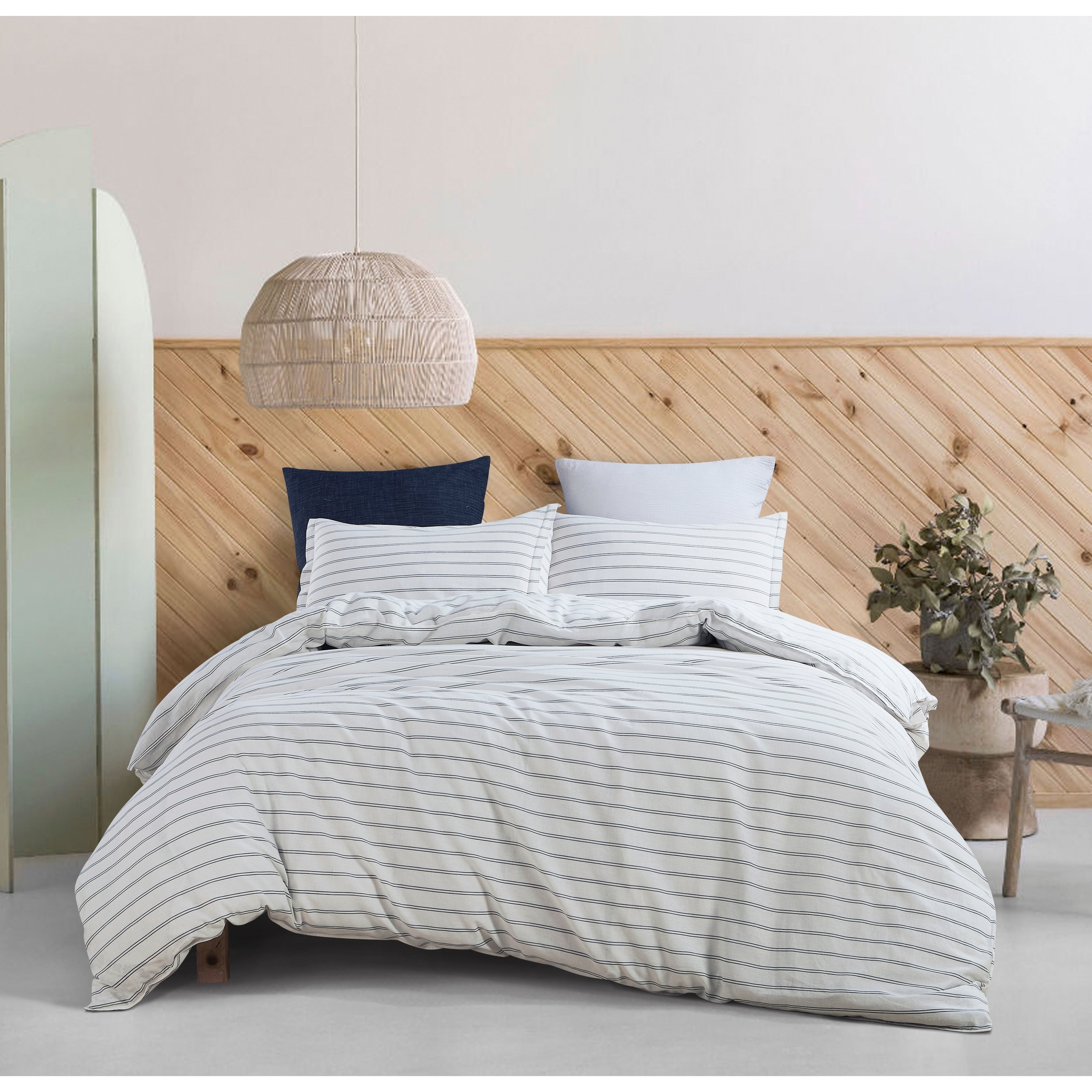 Melange Home Linen Cotton Stripe Duvet Set