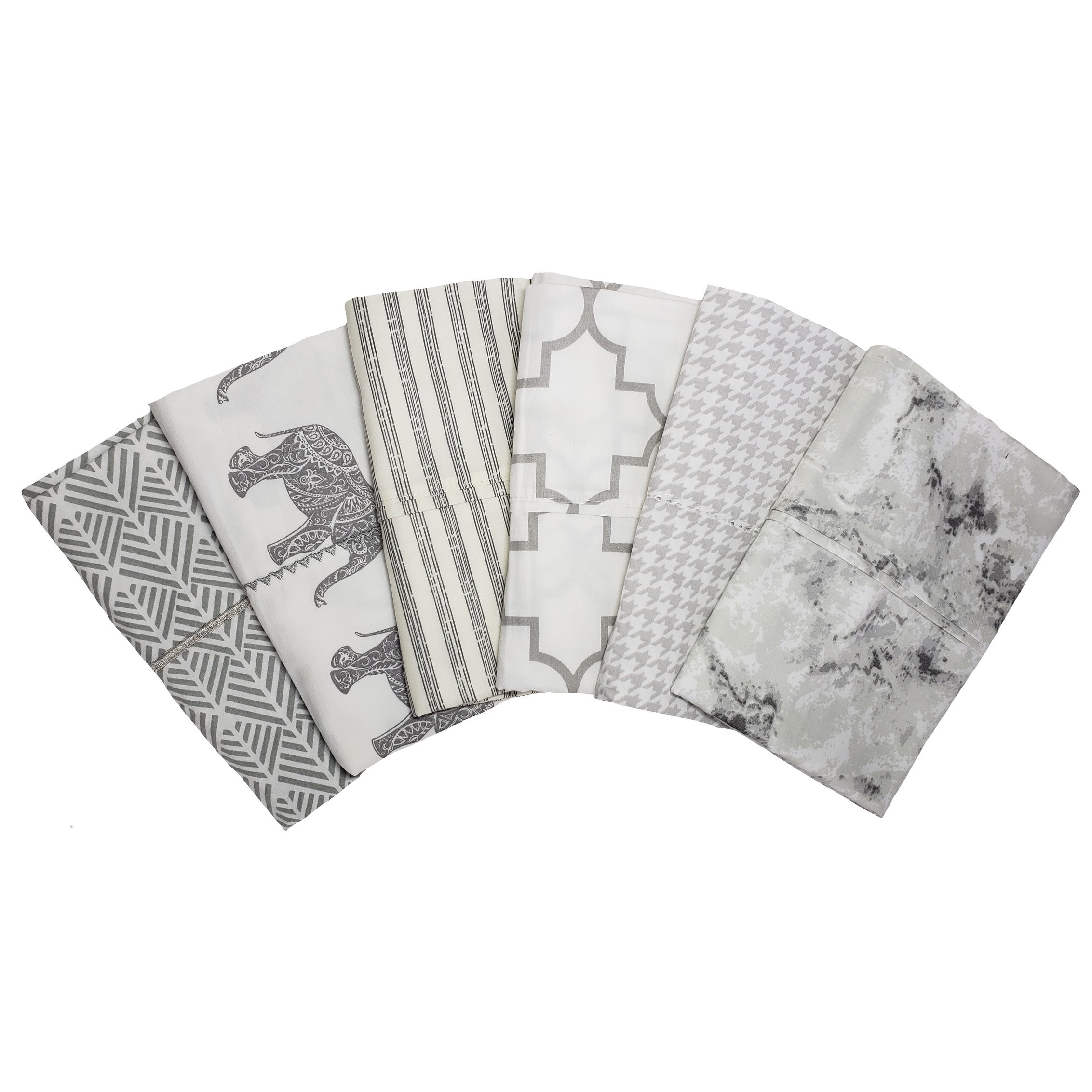 Melange Pick Gray Printed Cotton Collection 400 Thread Count Sheet Set