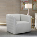 Melanie Swivel Leather Barrel Chair