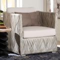 Melbourne Natural Rattan Lounge Chair Handwoven Wicker Armchair With Tuxedo Frame For Living Room Lounge Or Sun Room