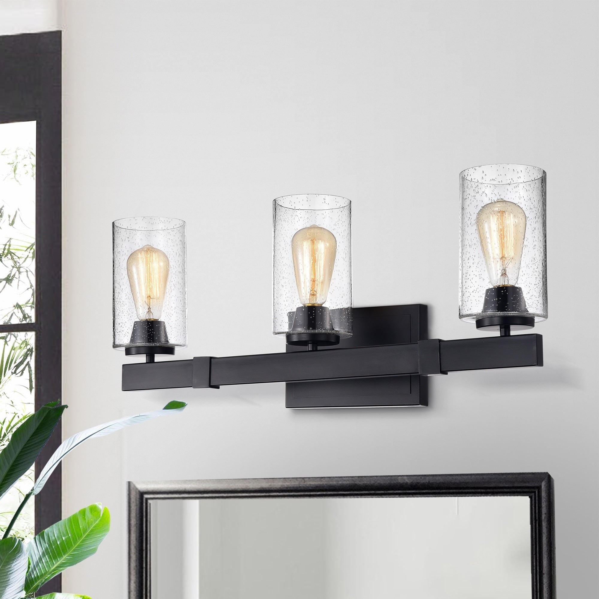 Melchie Mattte Black 3 Light Wall Sconce With Bubble Glass Shades