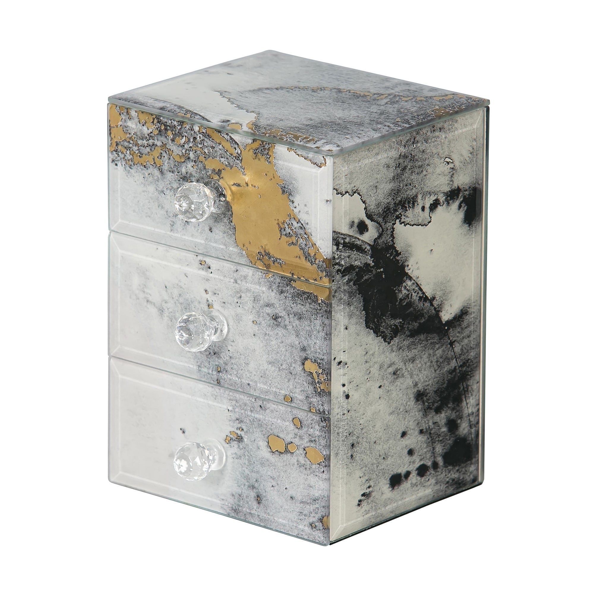 Mele Co. Maura Marbled Glass Jewelry Box With Gold Accents