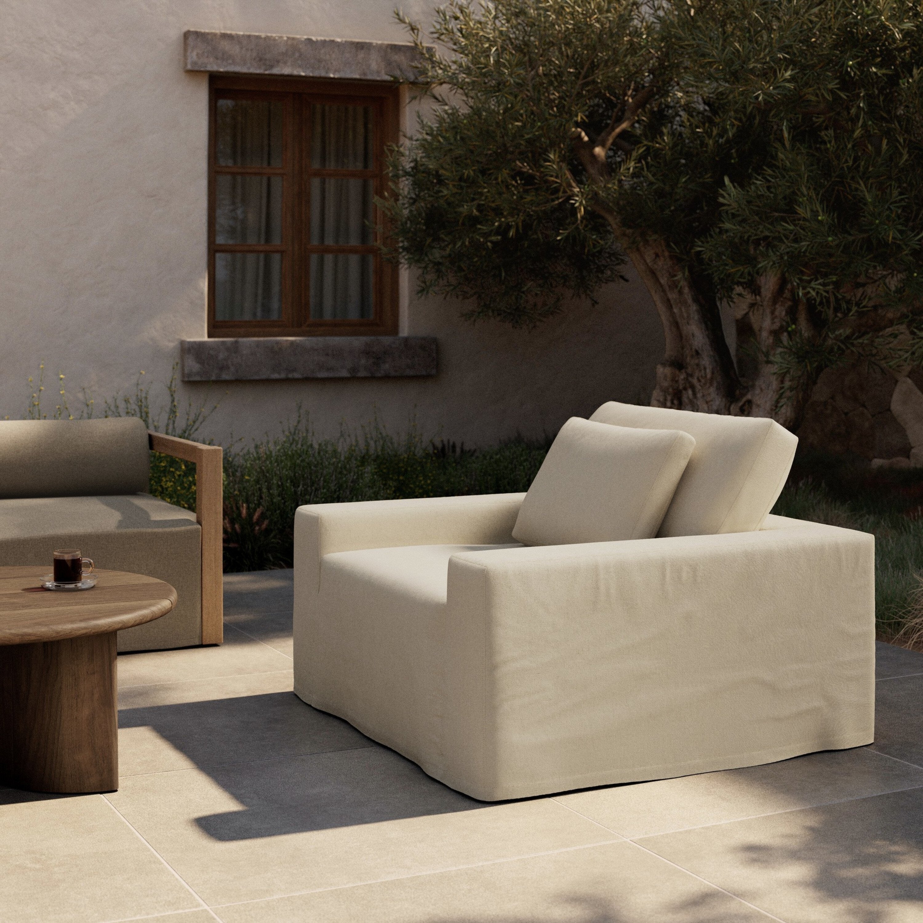 Melia Outdoor Slipcover Chair Bombay Flax 48.5W X 45.5 X 31.5H