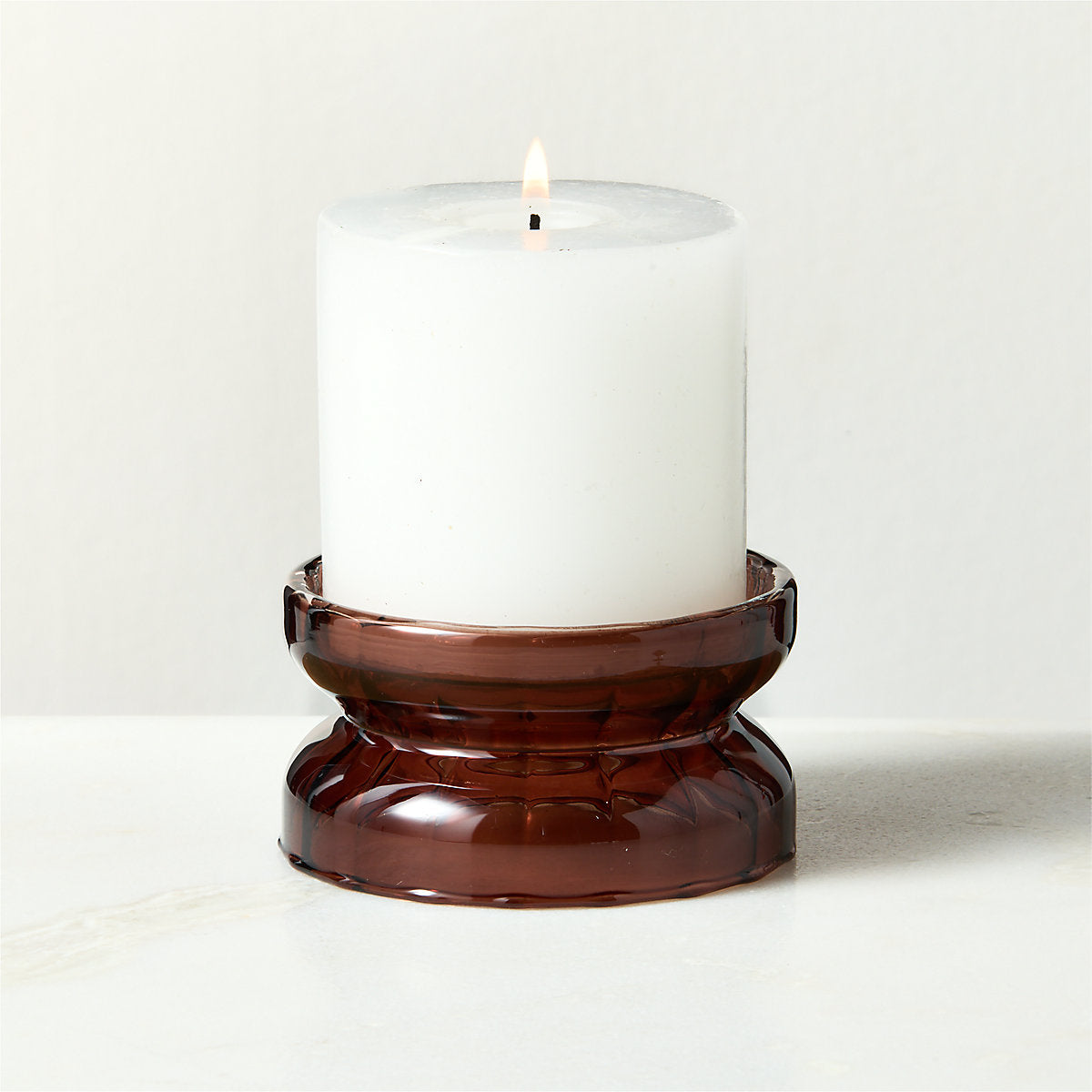 Melina Brown Glass Taper Candle Holder Large