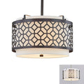 Melrose 2 Light Drum Metal Shade Pendant Light Brushed Nickel