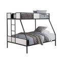 Mely Twin Over Full Bunk Bed Attached Side Ladder Black And White Metal