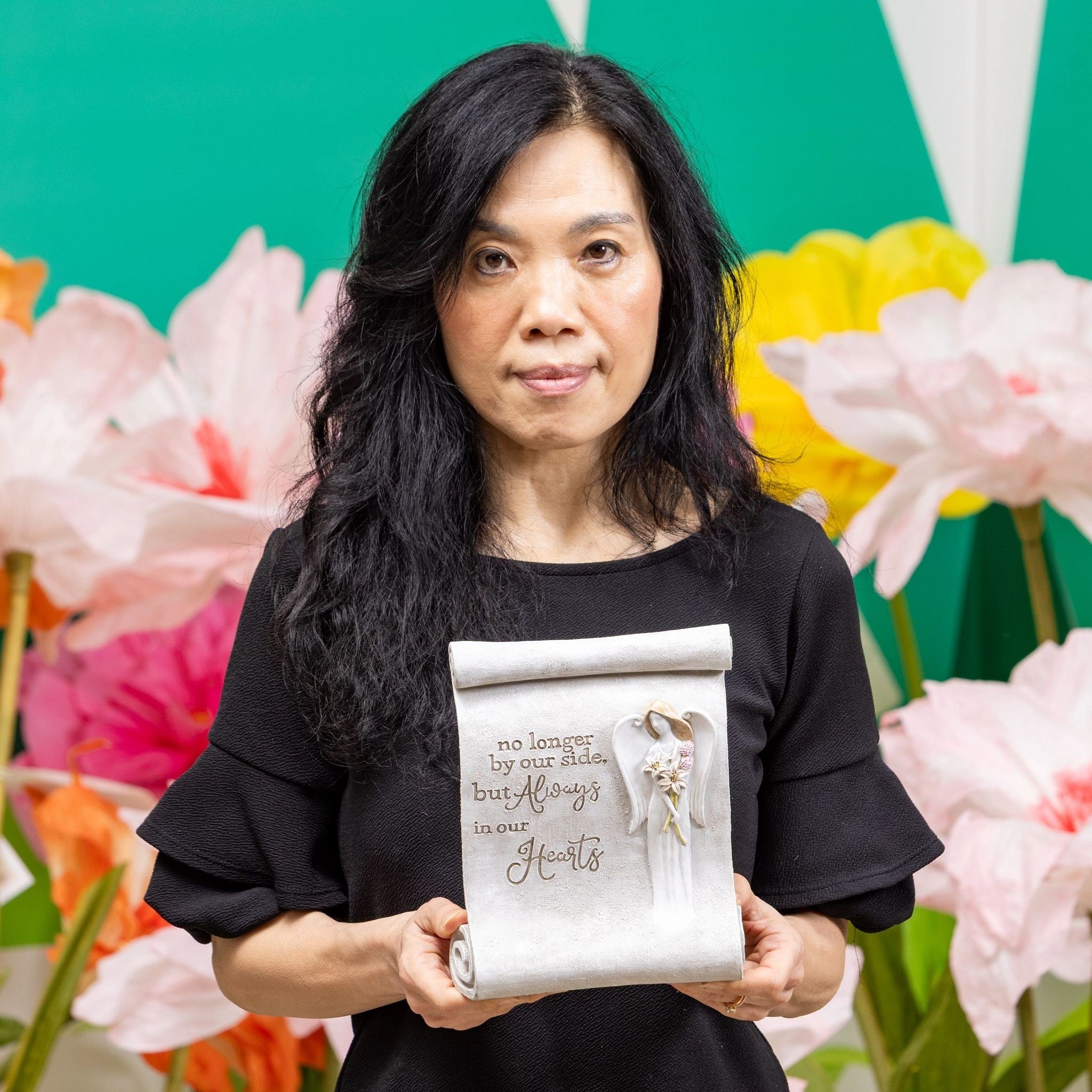 Memorial Angel Scroll Resin Statuary 8 H