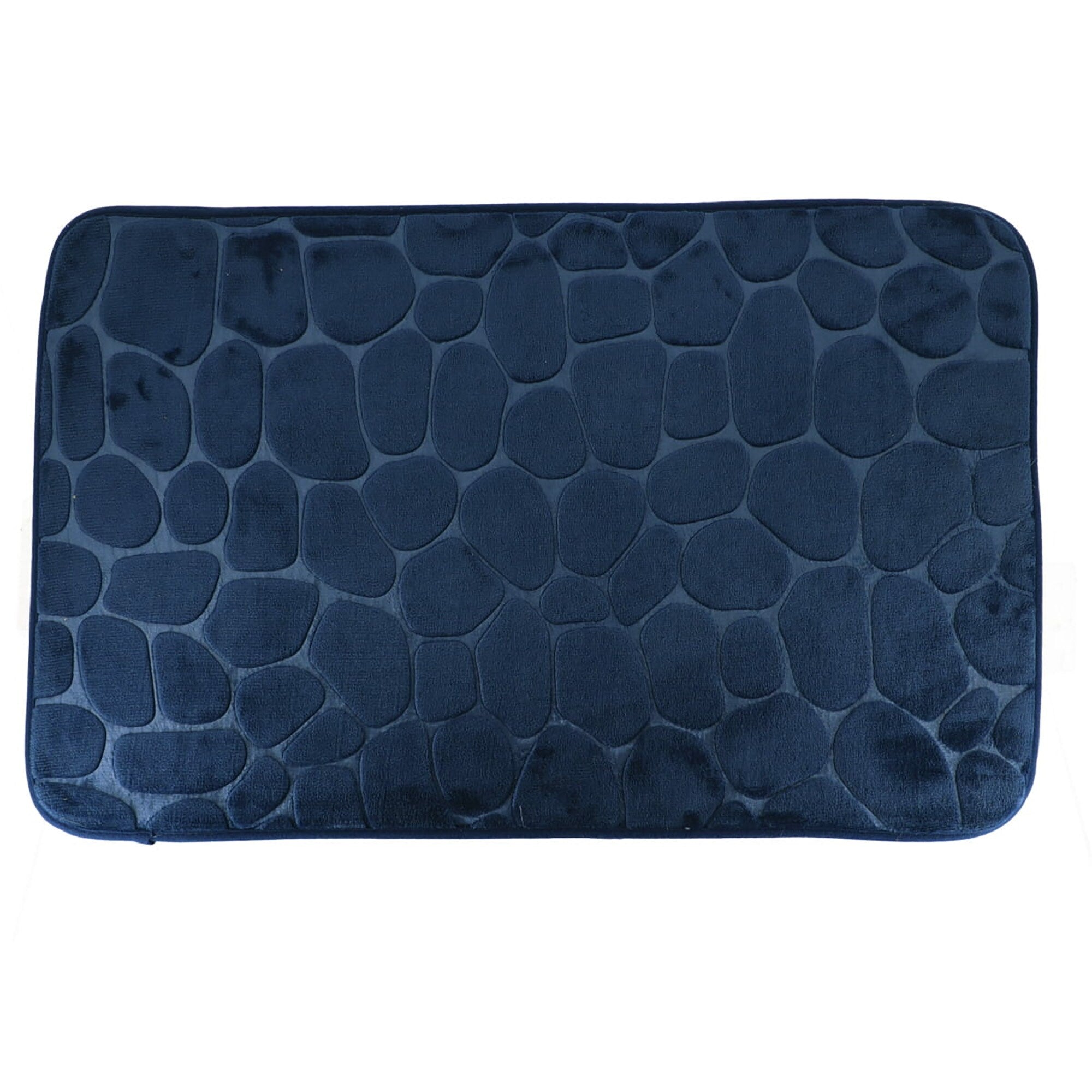 Evideco 3D Cobble Stone Shaped Memory Foam Bath Mat Microfiber Non Slip