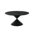 Memy Dining Table 59 Inch Round Top With Hourglass Base Ebony Black