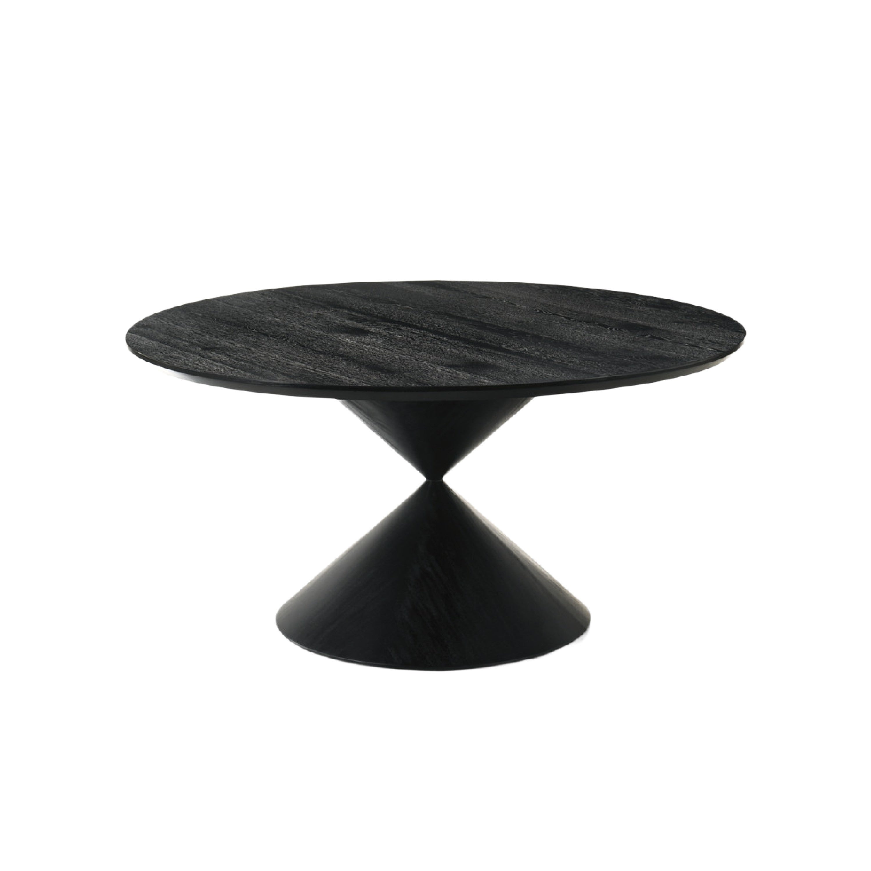 Memy Dining Table 59 Inch Round Top With Hourglass Base Ebony Black
