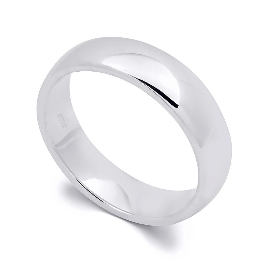 Mens 4.5Mm Solid Sterling Silver Platinum Finish Comfort Fit Ring