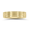 Mens 5Mm Wedding Band With Bright Grooves And Emery Finish In 10K Yellow Gold